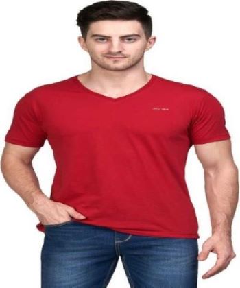 Men Red Solid Polo T-shirt