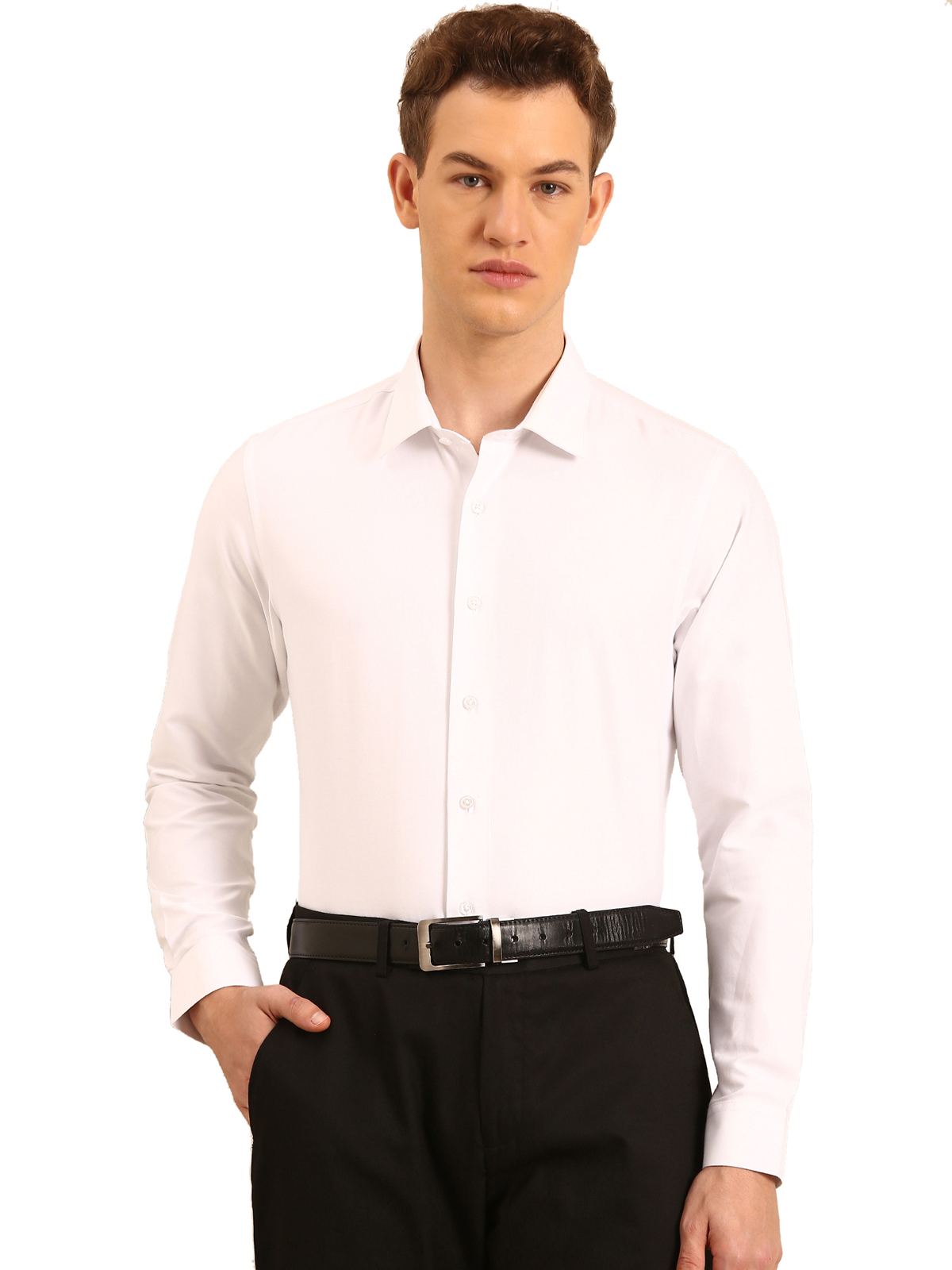 Corpqlo Mens Regular Fit White Formal Shirt