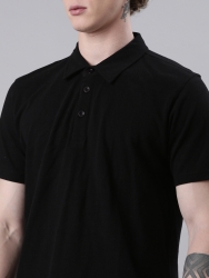 Corpqlo Mens Regular Fit Half Sleeves Polo T-Shirt Black  (Cotton Blend)