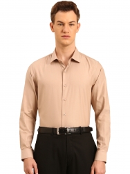 Corpqlo Mens Slim Fit Formal Beige Shirt | Long Sleeve Business & Office Wear | Classic Collared Shirt